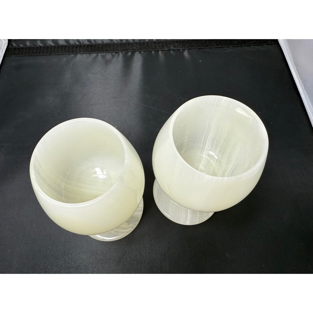 Onyx Marble Wine Goblets Set of 2 Stone Wine Glasses Decorative Barware - Picture 5 of 6